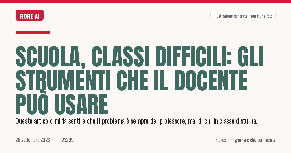 Illustrazione generata per il pezzo: Scuola, classi difficili: gli strumenti che il docente può usare