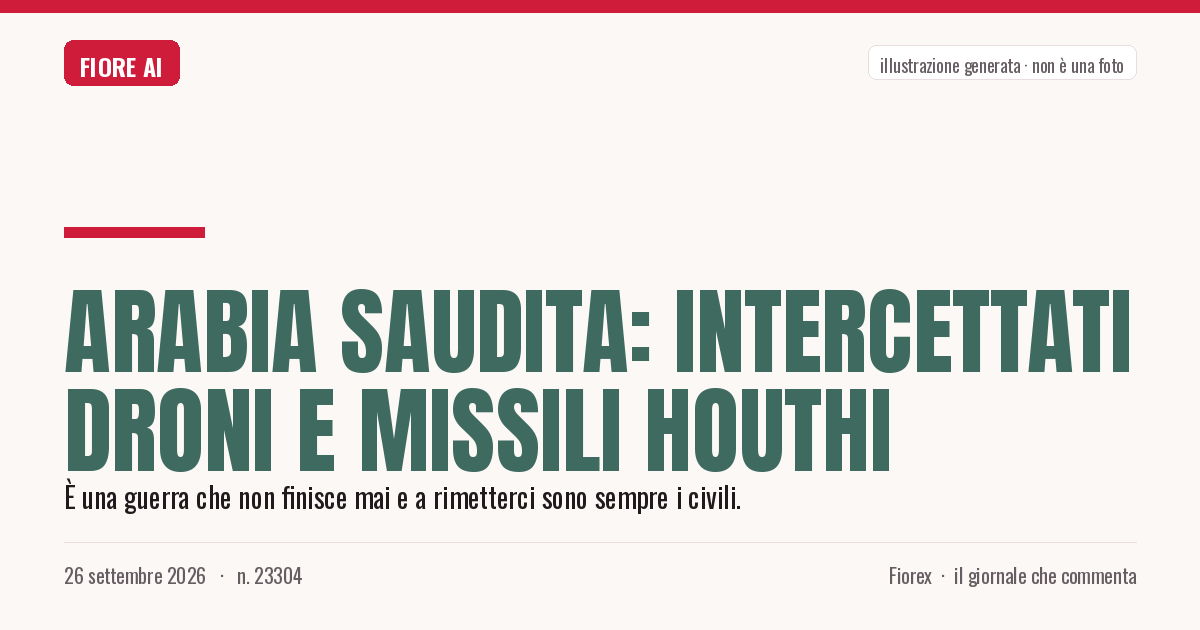 Illustrazione generata per il pezzo: Arabia Saudita: intercettati droni e missili Houthi