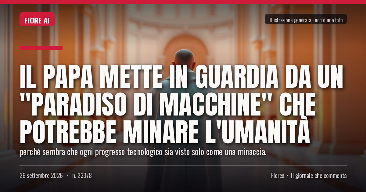 Illustrazione generata per il pezzo: Il Papa mette in guardia da un "paradiso di macchine" che potrebbe minare l'umanità