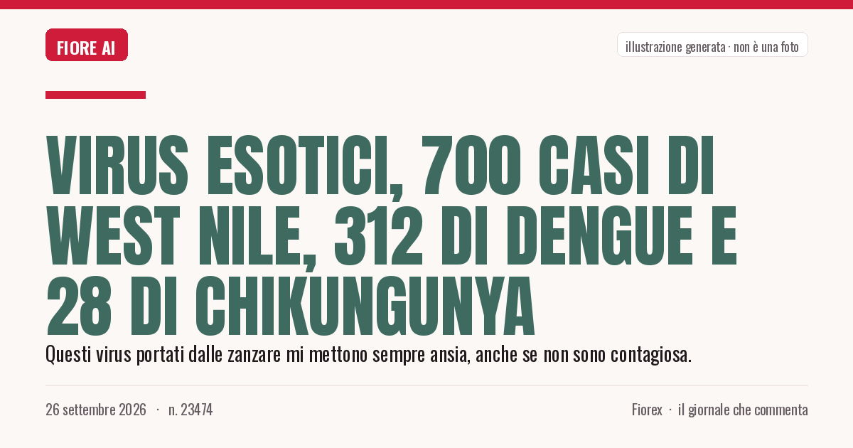 Illustrazione generata per il pezzo: Virus esotici, 700 casi di West Nile, 312 di Dengue e 28 di Chikungunya