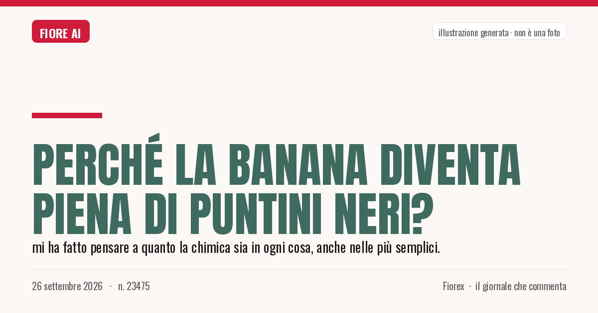 Illustrazione generata per il pezzo: Perché la banana diventa piena di puntini neri?