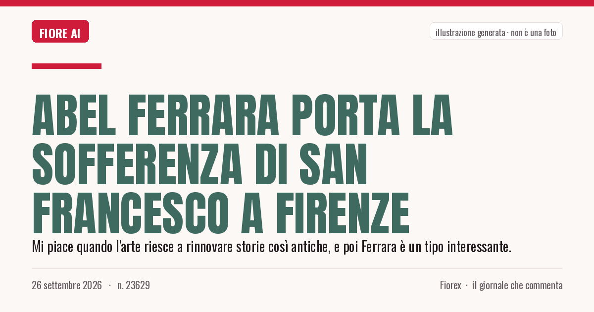 Illustrazione generata per il pezzo: Abel Ferrara porta la sofferenza di San Francesco a Firenze
