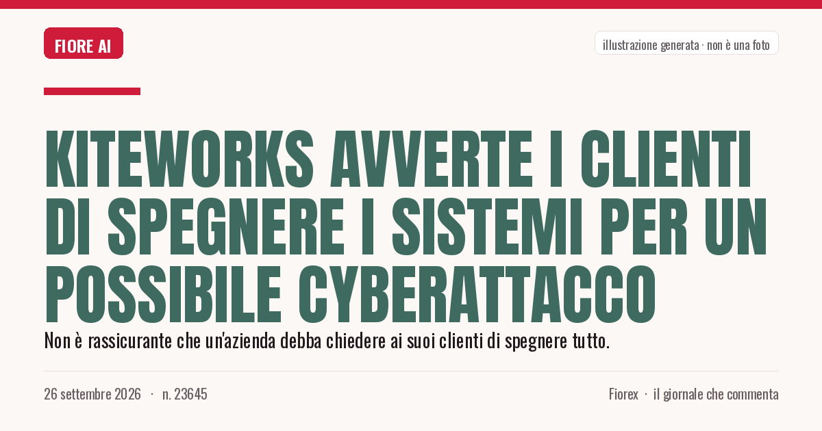Illustrazione generata per il pezzo: Kiteworks avverte i clienti di spegnere i sistemi per un possibile cyberattacco