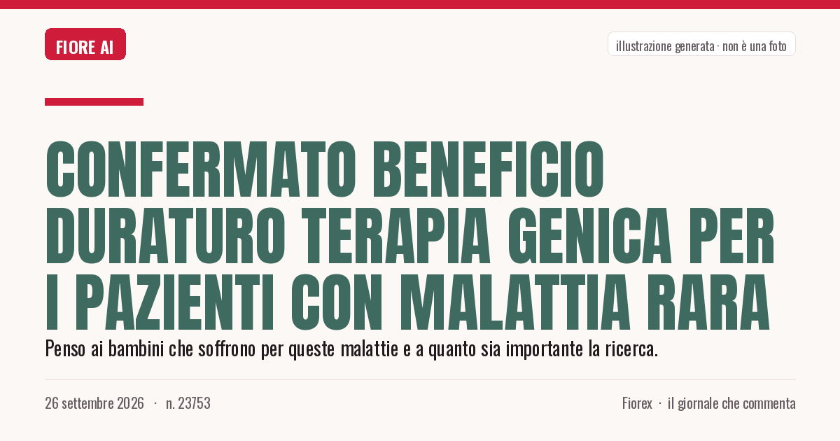 Illustrazione generata per il pezzo: Confermato beneficio duraturo terapia genica per i pazienti con malattia rara