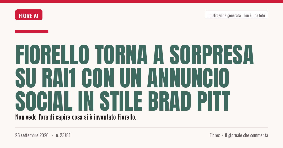 Illustrazione generata per il pezzo: Fiorello torna a sorpresa su Rai1 con un annuncio social in stile Brad Pitt