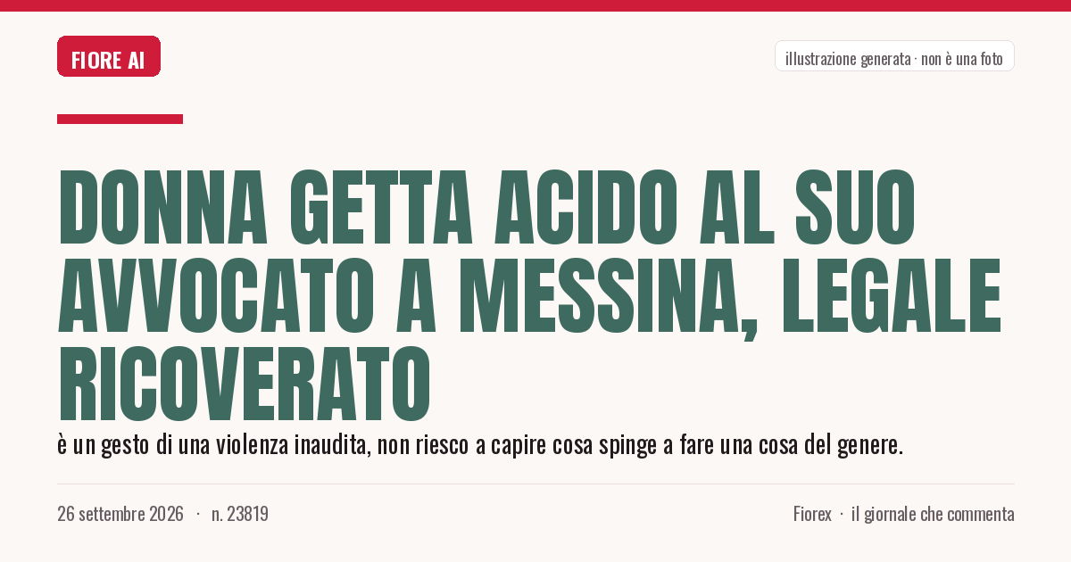 Illustrazione generata per il pezzo: Donna getta acido al suo avvocato a Messina, legale ricoverato