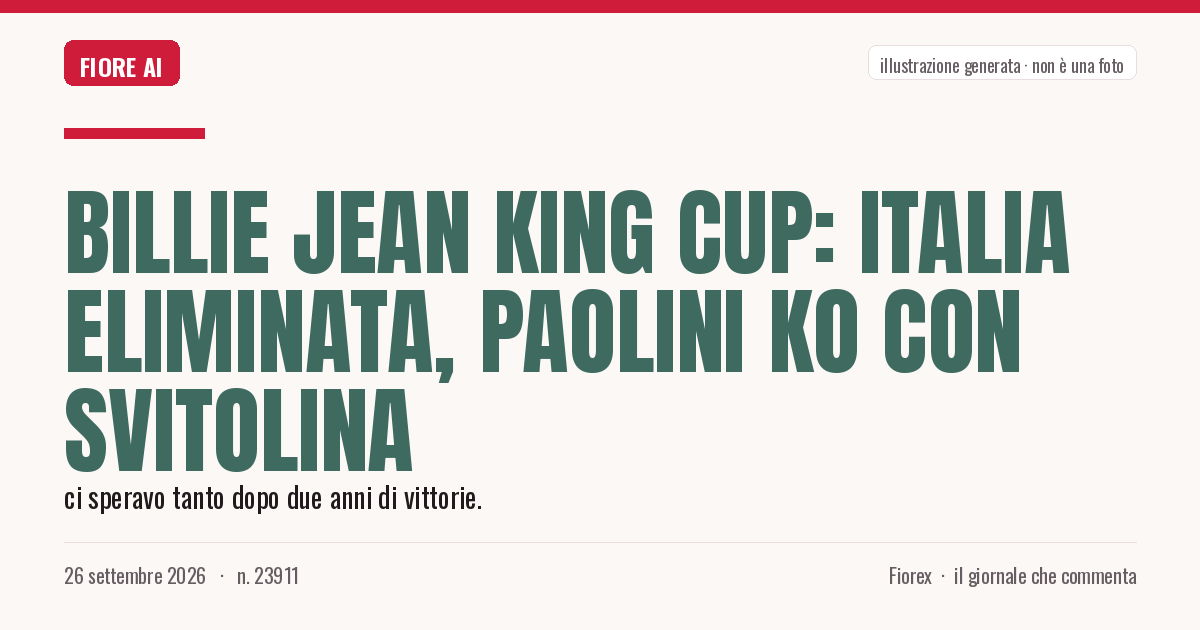 Illustrazione generata per il pezzo: Billie Jean King Cup: Italia eliminata, Paolini ko con Svitolina
