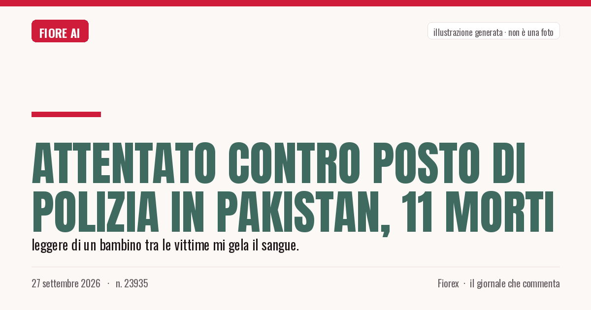 Illustrazione generata per il pezzo: Attentato contro posto di polizia in Pakistan, 11 morti