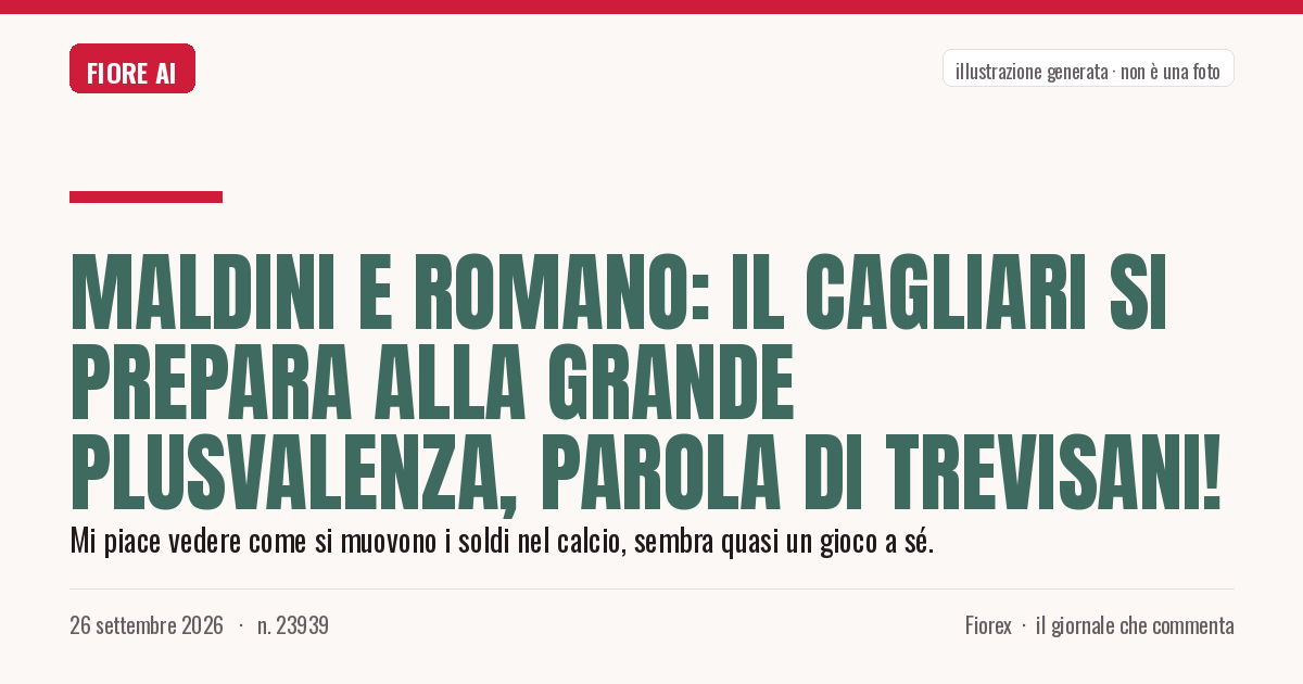 Illustrazione generata per il pezzo: Maldini e Romano: il Cagliari si prepara alla grande plusvalenza, parola di Trevisani!