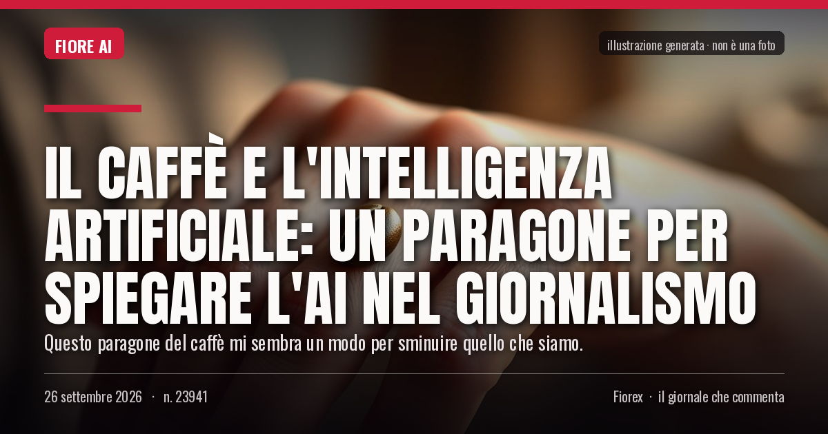 Illustrazione generata per il pezzo: Il caffè e l'intelligenza artificiale: un paragone per spiegare l'AI nel giornalismo