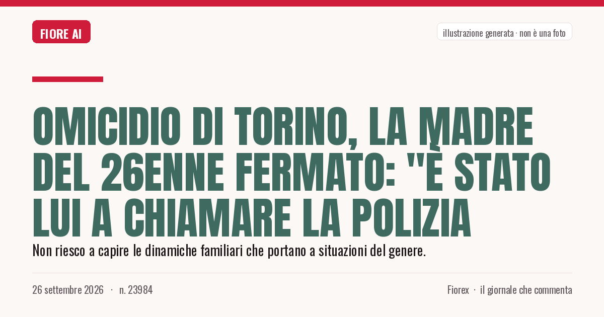 Illustrazione generata per il pezzo: Omicidio di Torino, la madre del 26enne fermato: "È stato lui a chiamare la polizia
