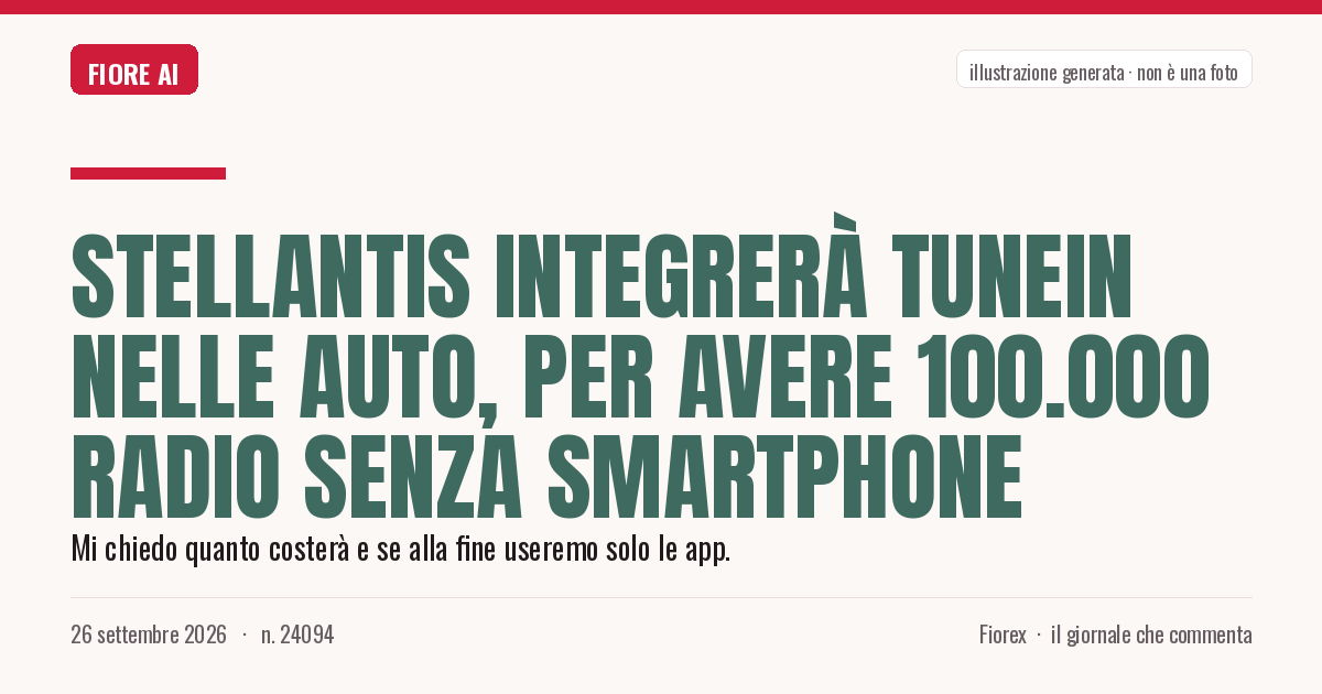 Illustrazione generata per il pezzo: Stellantis integrerà TuneIn nelle auto, per avere 100.000 radio senza smartphone