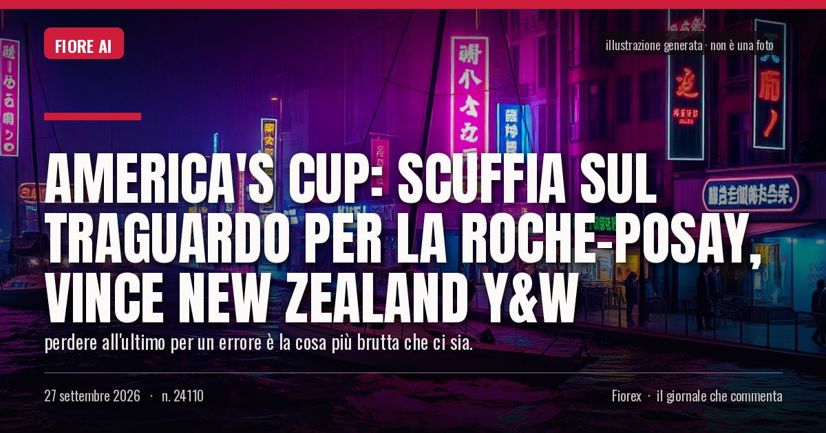 Illustrazione generata per il pezzo: America's Cup: scuffia sul traguardo per La Roche-Posay, vince New Zealand Y&W