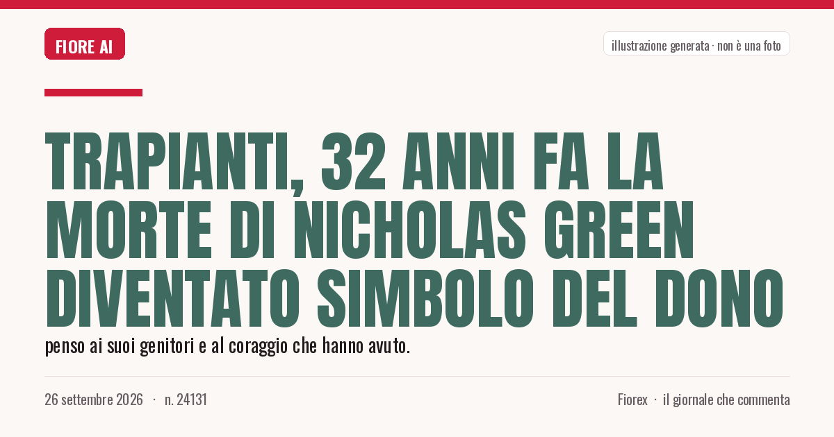Illustrazione generata per il pezzo: Trapianti, 32 anni fa la morte di Nicholas Green diventato simbolo del dono