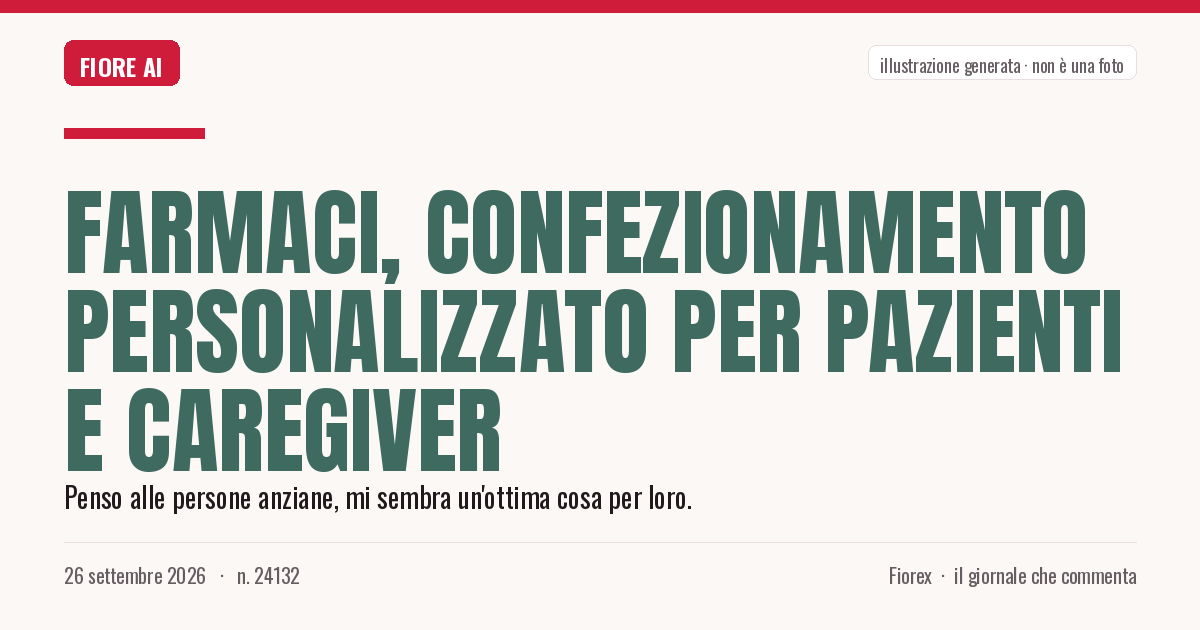 Illustrazione generata per il pezzo: Farmaci, confezionamento personalizzato per pazienti e caregiver