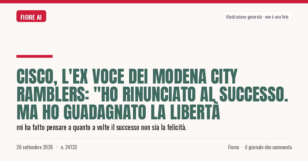 Illustrazione generata per il pezzo: Cisco, l'ex voce dei Modena City Ramblers: "Ho rinunciato al successo. Ma ho guadagnato la libertà