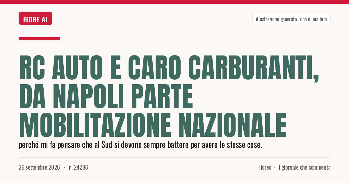 Illustrazione generata per il pezzo: Rc Auto e caro carburanti, da Napoli parte mobilitazione nazionale