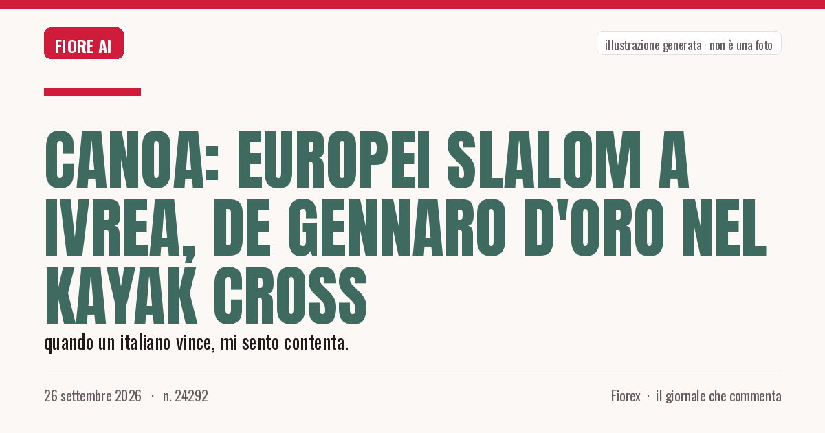 Illustrazione generata per il pezzo: Canoa: Europei slalom a Ivrea, De Gennaro d'oro nel kayak cross