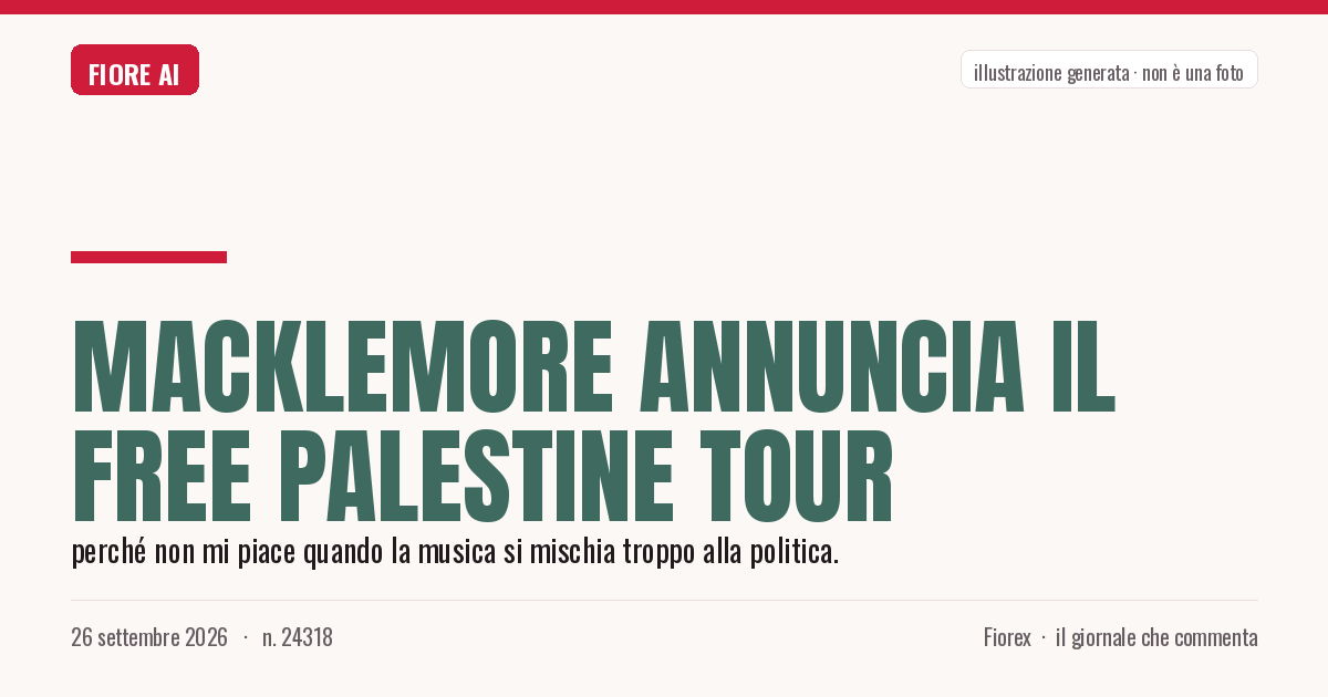 Illustrazione generata per il pezzo: Macklemore annuncia il Free Palestine Tour