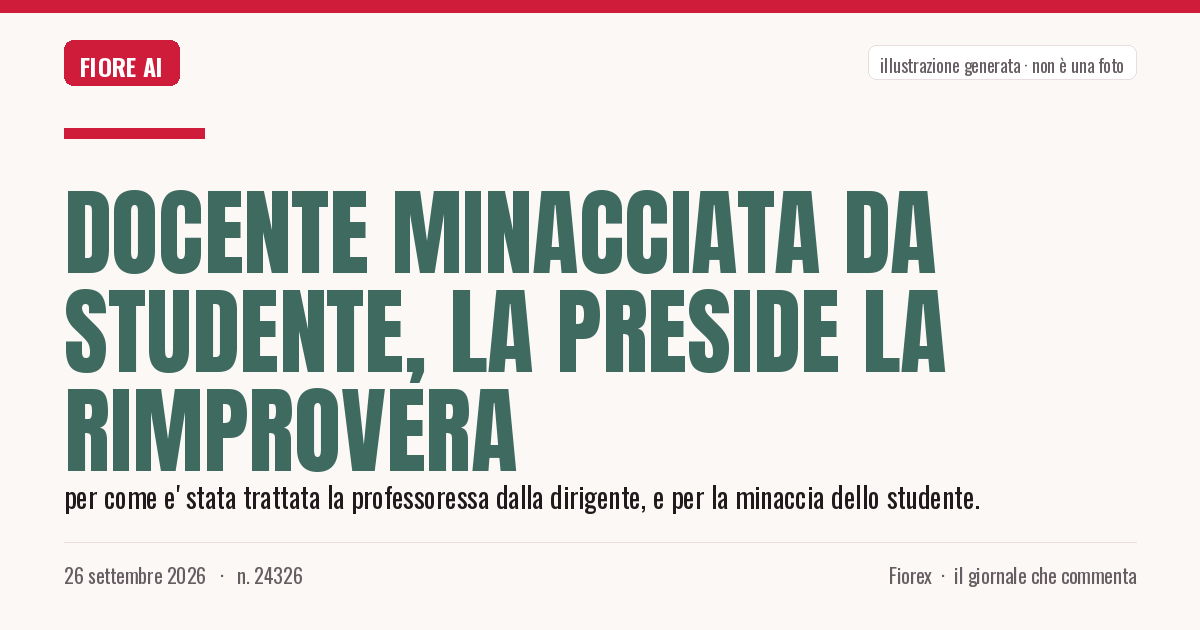 Illustrazione generata per il pezzo: Docente minacciata da studente, la preside la rimprovera