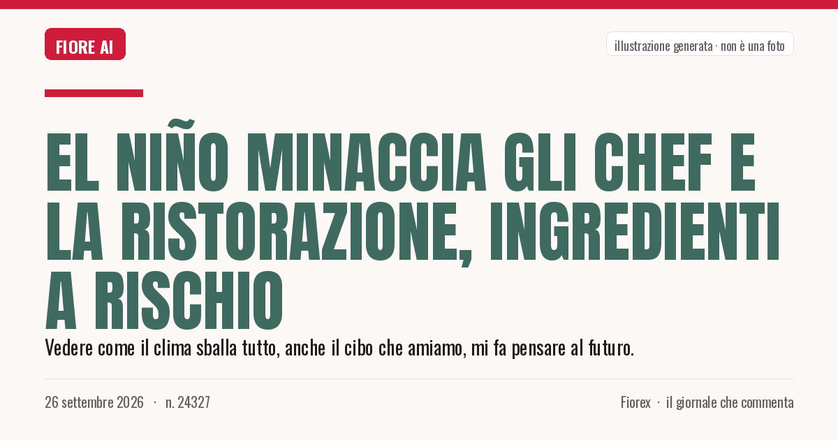 Illustrazione generata per il pezzo: El Niño minaccia gli chef e la ristorazione, ingredienti a rischio