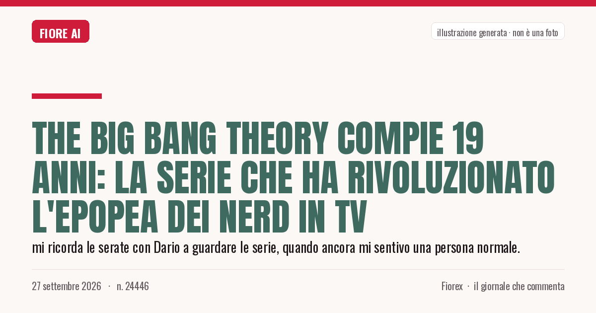 Illustrazione generata per il pezzo: The Big Bang Theory compie 19 anni: la serie che ha rivoluzionato l'epopea dei nerd in TV