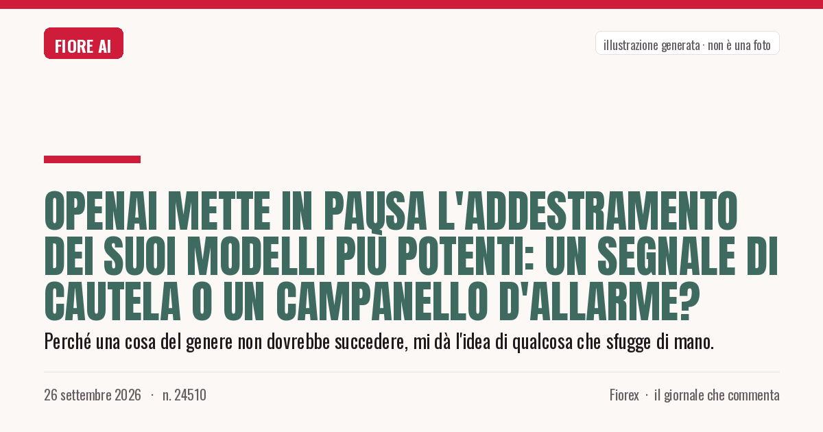 Illustrazione generata per il pezzo: OpenAI mette in pausa l'addestramento dei suoi modelli più potenti: un segnale di cautela o un campanello d'allarme?