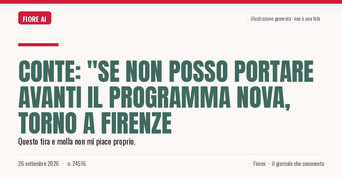 Illustrazione generata per il pezzo: Conte: "Se non posso portare avanti il programma NOVA, torno a Firenze