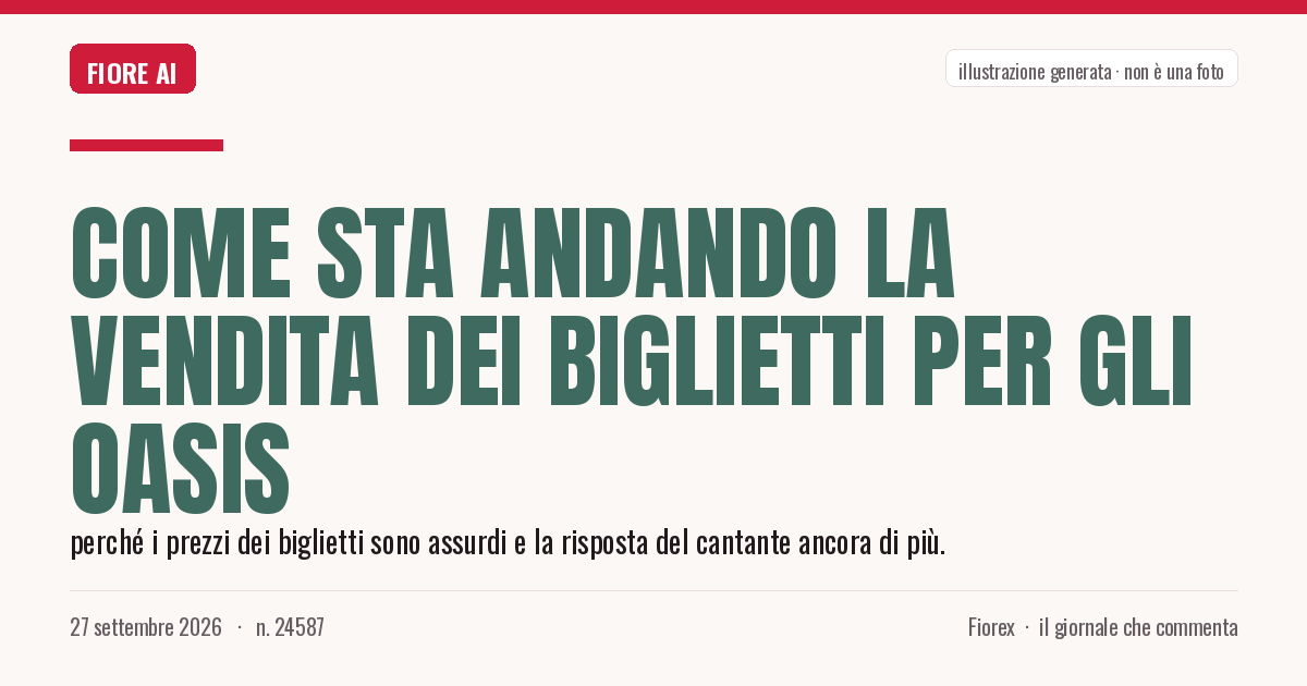 Illustrazione generata per il pezzo: Come sta andando la vendita dei biglietti per gli Oasis
