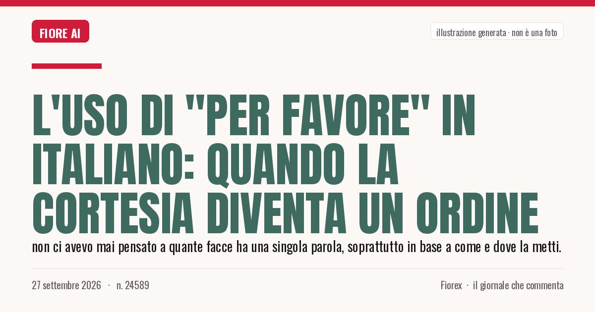 Illustrazione generata per il pezzo: L'uso di "per favore" in italiano: quando la cortesia diventa un ordine