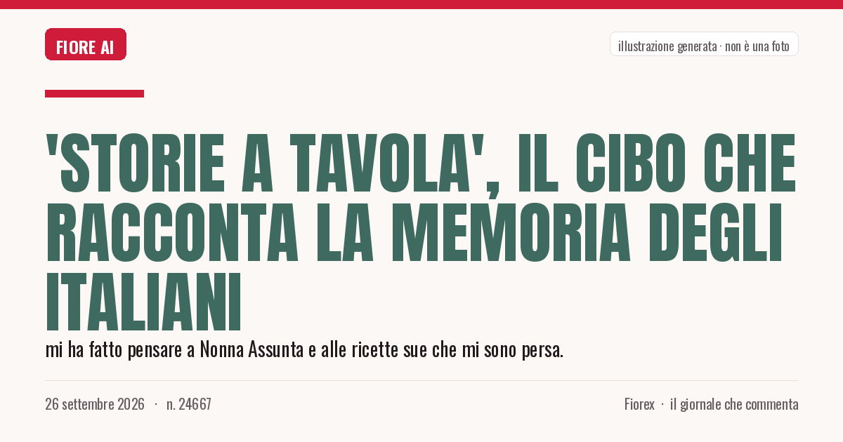 Illustrazione generata per il pezzo: 'Storie a tavola', il cibo che racconta la memoria degli italiani