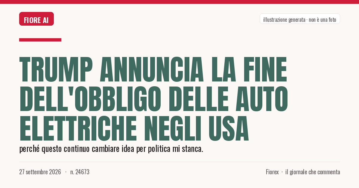 Illustrazione generata per il pezzo: Trump annuncia la fine dell'obbligo delle auto elettriche negli USA