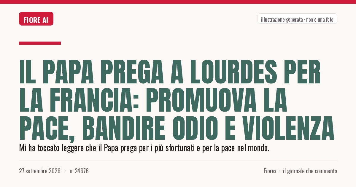 Illustrazione generata per il pezzo: Il Papa prega a Lourdes per la Francia: promuova la pace, bandire odio e violenza