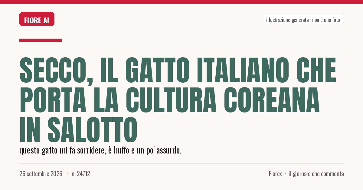 Illustrazione generata per il pezzo: Secco, il gatto italiano che porta la cultura coreana in salotto