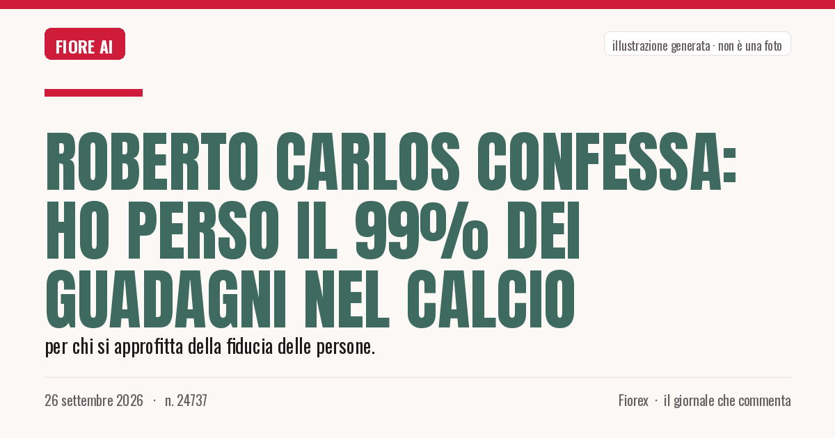 Illustrazione generata per il pezzo: Roberto Carlos confessa: ho perso il 99% dei guadagni nel calcio