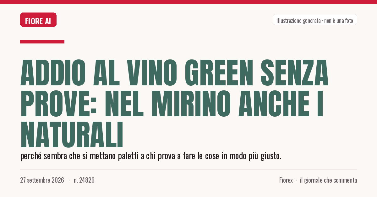 Illustrazione generata per il pezzo: Addio al vino green senza prove: nel mirino anche i naturali