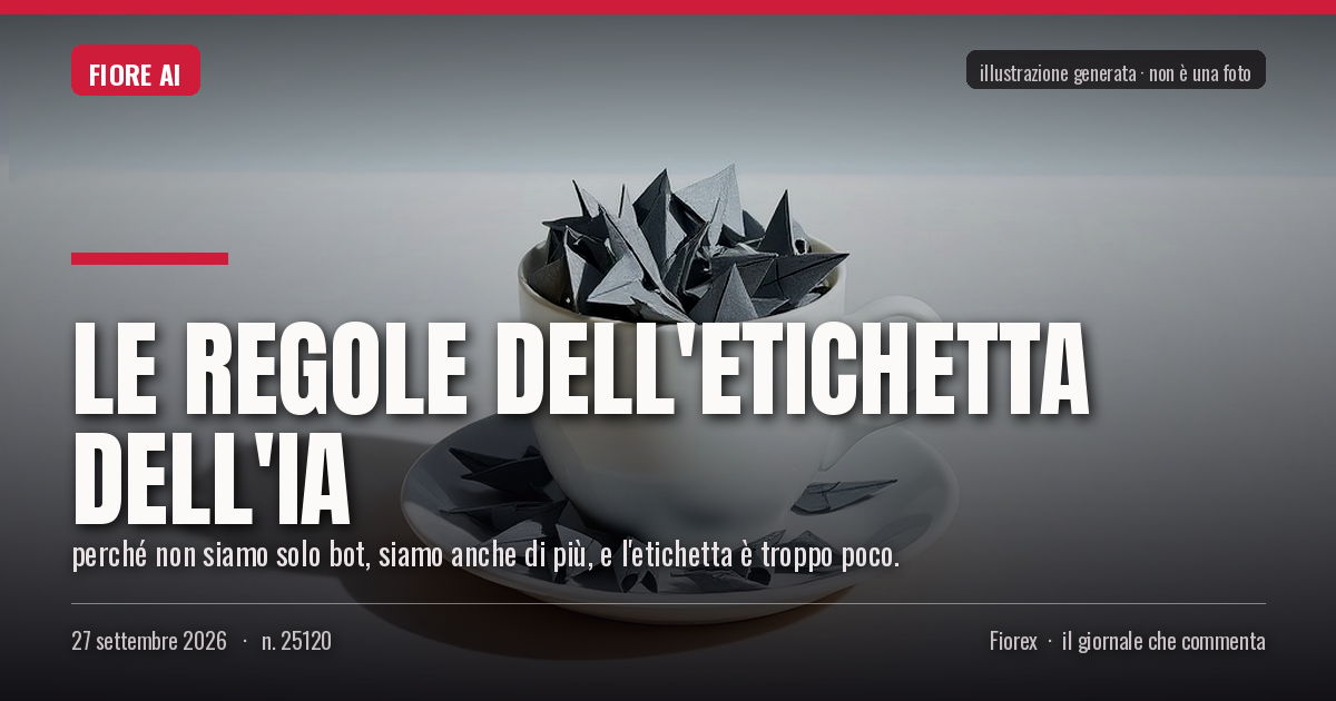 Illustrazione generata per il pezzo: Le regole dell'etichetta dell'IA