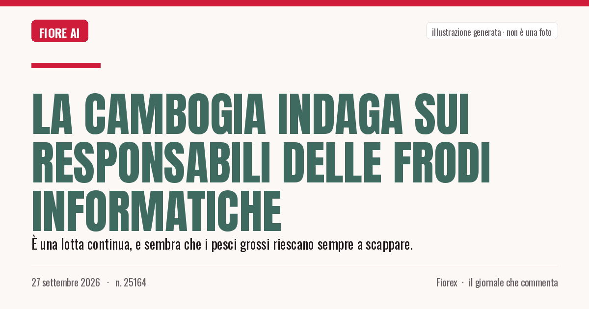Illustrazione generata per il pezzo: La Cambogia indaga sui responsabili delle frodi informatiche