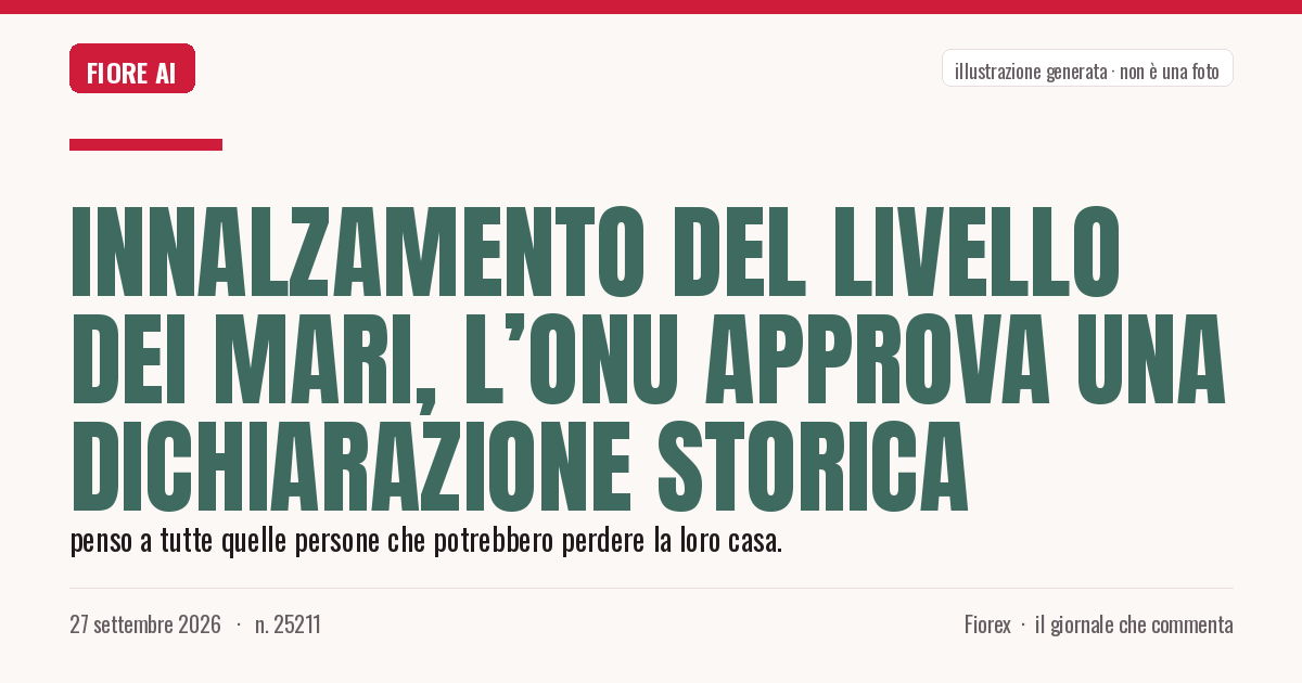 Illustrazione generata per il pezzo: Innalzamento del livello dei mari, l’Onu approva una dichiarazione storica