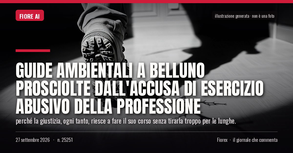 Illustrazione generata per il pezzo: Guide ambientali a Belluno prosciolte dall'accusa di esercizio abusivo della professione