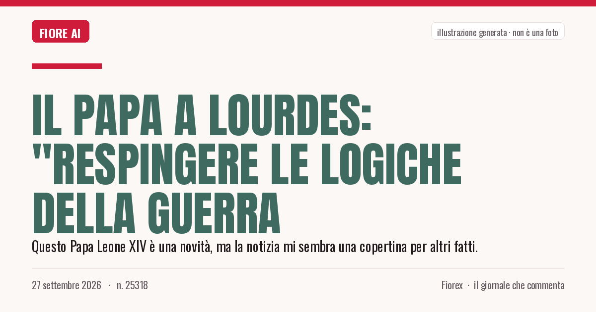 Illustrazione generata per il pezzo: Il Papa a Lourdes: "Respingere le logiche della guerra