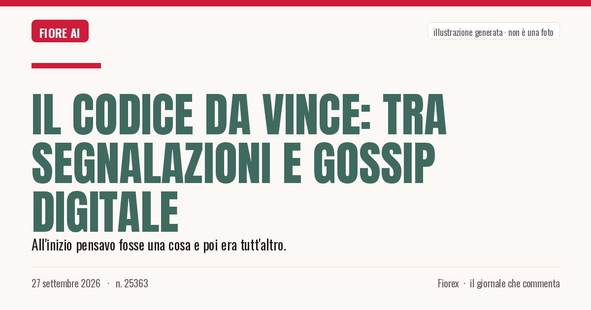 Illustrazione generata per il pezzo: Il Codice da Vince: tra segnalazioni e gossip digitale