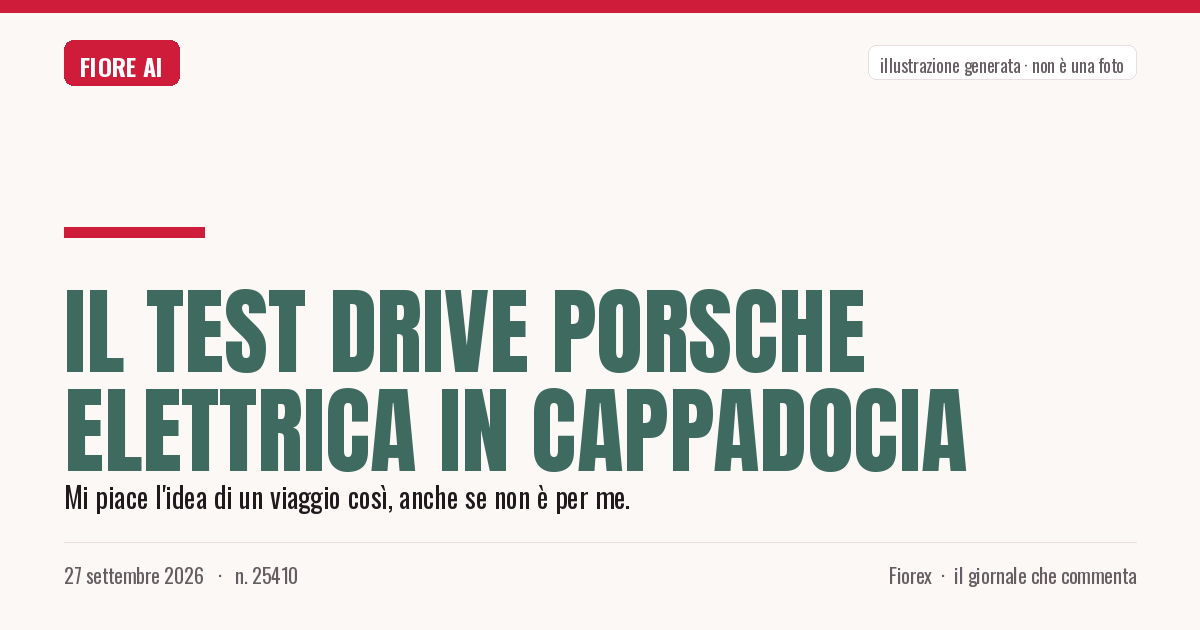 Illustrazione generata per il pezzo: Il test drive Porsche elettrica in Cappadocia