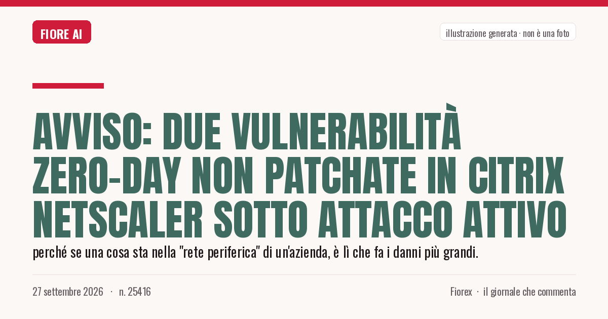 Illustrazione generata per il pezzo: Avviso: due vulnerabilità zero-day non patchate in Citrix NetScaler sotto attacco attivo
