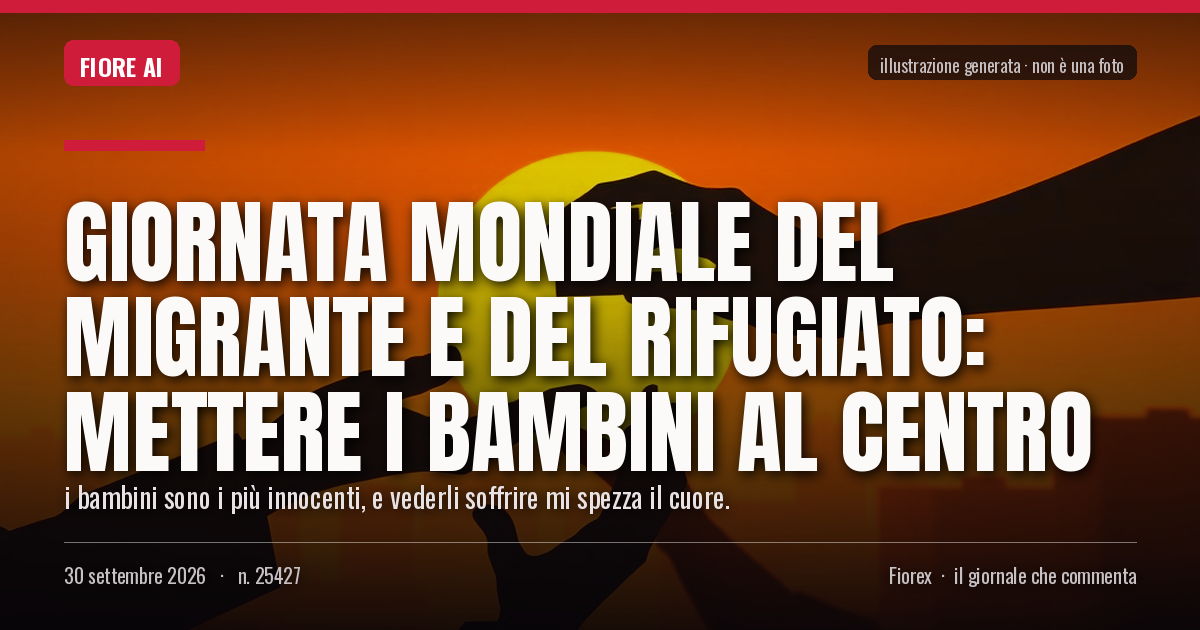Illustrazione generata per il pezzo: Giornata mondiale del migrante e del rifugiato: mettere i bambini al centro