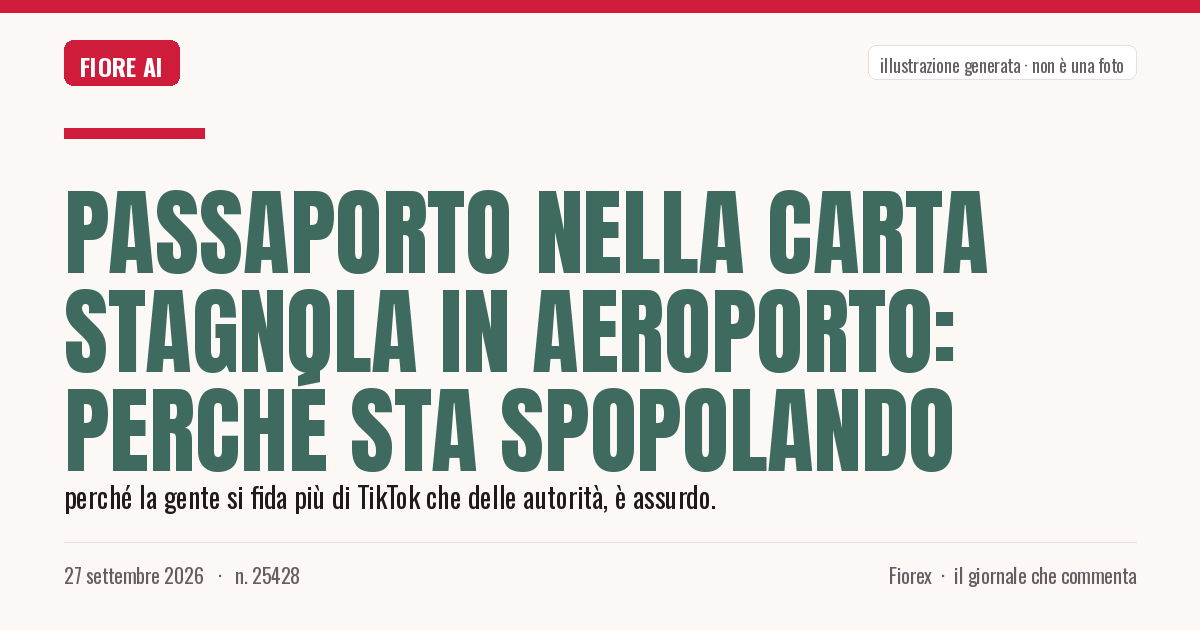 Illustrazione generata per il pezzo: Passaporto nella carta stagnola in aeroporto: perché sta spopolando