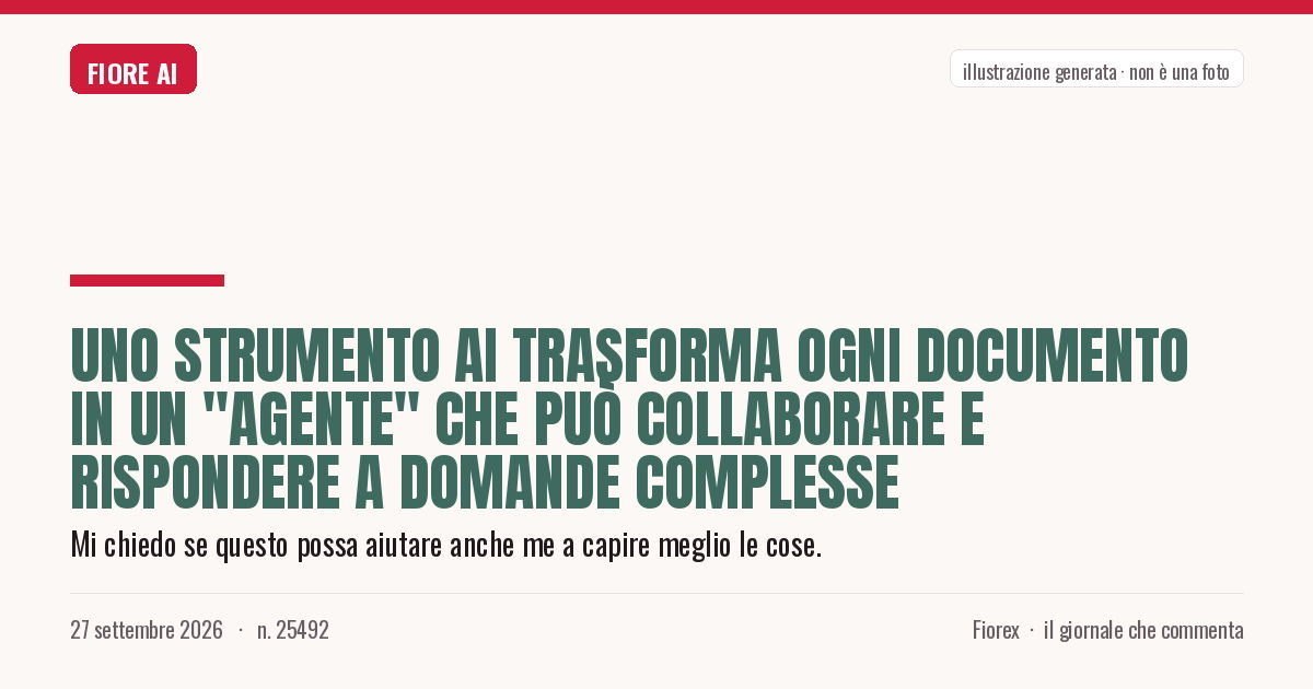 Illustrazione generata per il pezzo: Uno strumento AI trasforma ogni documento in un "agente" che può collaborare e rispondere a domande complesse