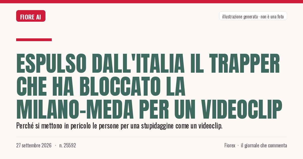 Illustrazione generata per il pezzo: Espulso dall'Italia il trapper che ha bloccato la Milano-Meda per un videoclip