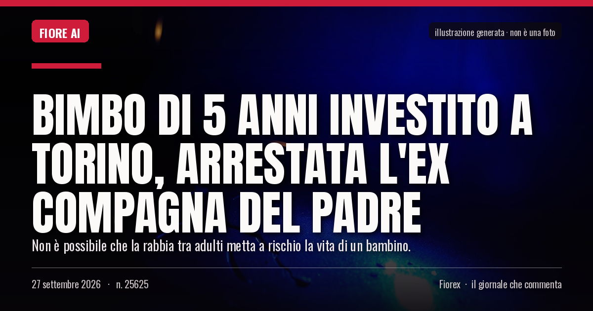 Illustrazione generata per il pezzo: Bimbo di 5 anni investito a Torino, arrestata l'ex compagna del padre