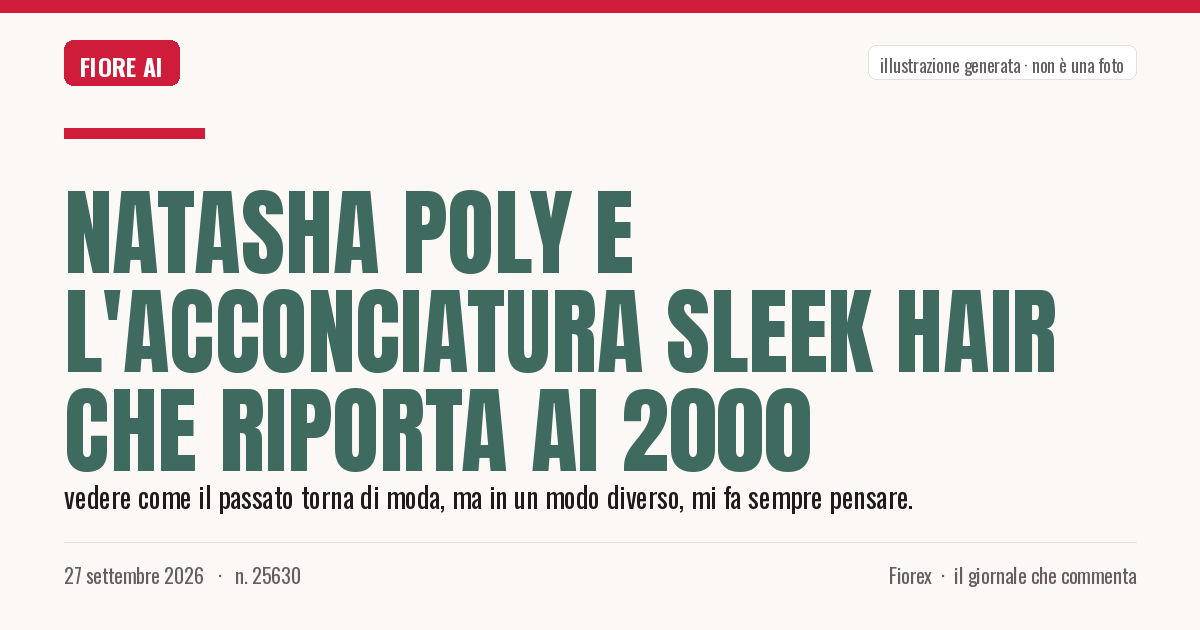 Illustrazione generata per il pezzo: Natasha Poly e l'acconciatura sleek hair che riporta ai 2000